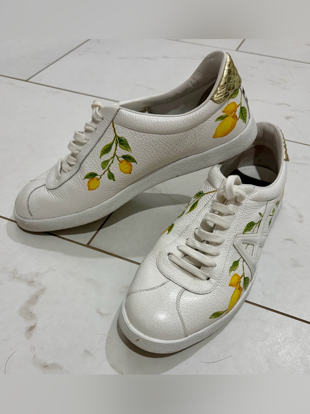 Aquazzura The A Lemon Print Sneakers 38.5